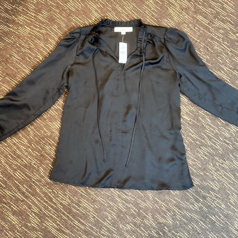 Gorgeous and versatile LOFT Black Satin Blouse